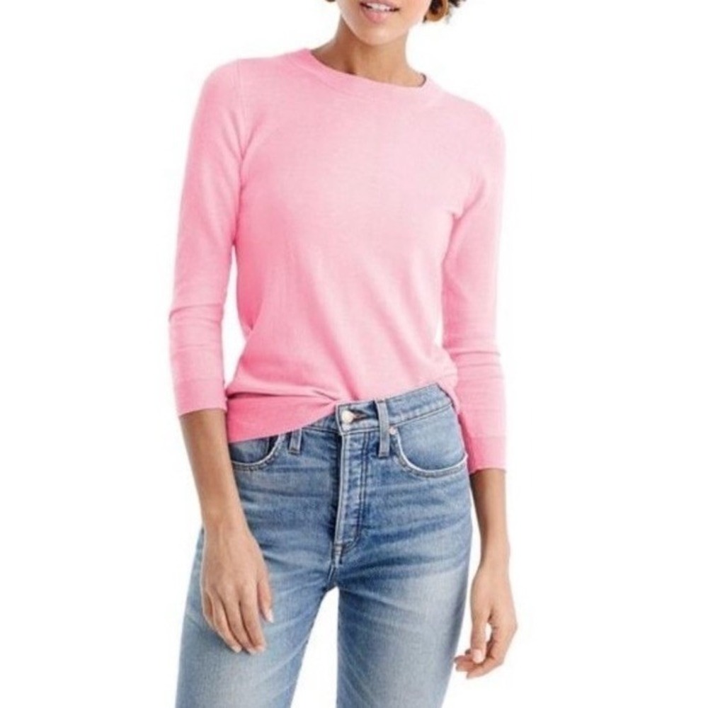 J Crew Tippi Lilac 100% Merino Wool 7/8 Sleeve Light Weight Sweater Size S Pink
